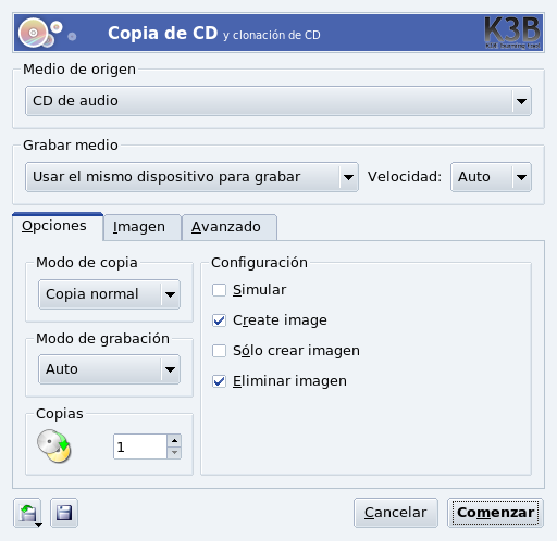 Ajustando las opciones de copia de CD